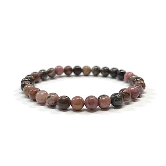 6mm Black Lace Rhodonite Beaded Bracelet