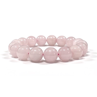 12mm Rose Quartz Beaded Bracelet