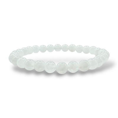 8mm White Jade Beaded Bracelet