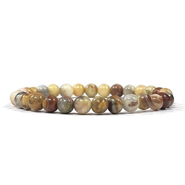6mm Yellow Crazy Lace Agate Beaded Bracelet