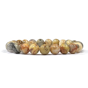 8mm Yellow Crazy Lace Agate Beaded Bracelet