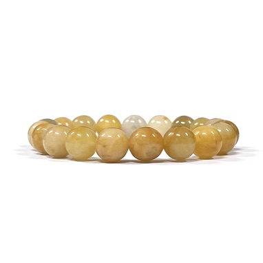 10mm Yellow Jade Beaded Bracelet