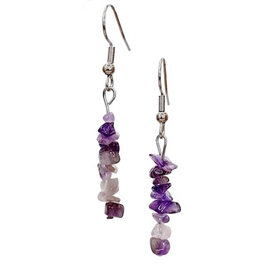 Amethyst Chip Earrings Surgical Stainless Steel