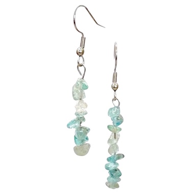 Blue Apatite Chip Earrings Surgical Stainless Steel