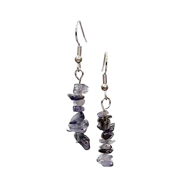 Iolite Chip Earrings Surgical Stainless Steel