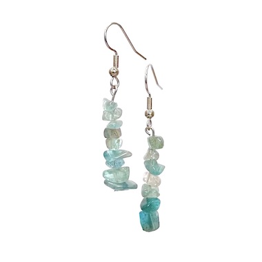 Light Blue Apatite Chip Earrings Surgical Stainless Steel