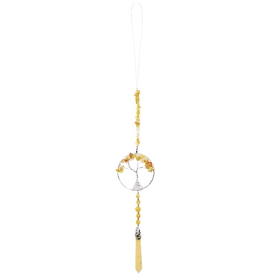 Yellow Jade Tree of Life + Point Hanging