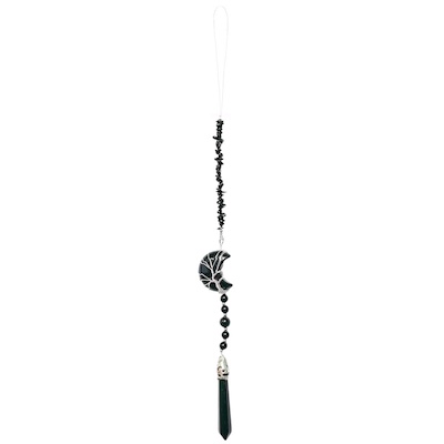Black Obsidian Moon + Point Hanging