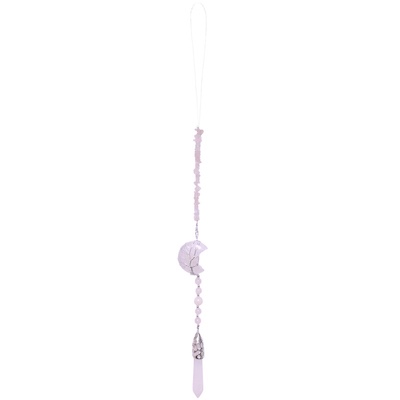 Rose Quartz Moon + Point Hanging