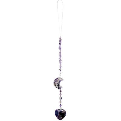 Amethyst Moon + Heart Hanging