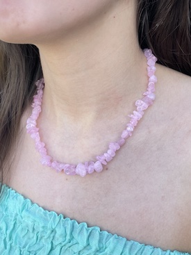 Dyed Rose Quartz Crystal Chip Necklace