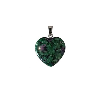 6 x 20mm Ruby Fuchsite (Manmade) Heart Pendant