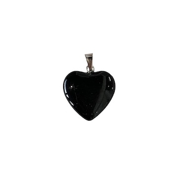 6 x 20mm Black Obsidian (Manmade) Heart Pendant