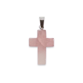 6 x Rose Quartz Cross Pendant