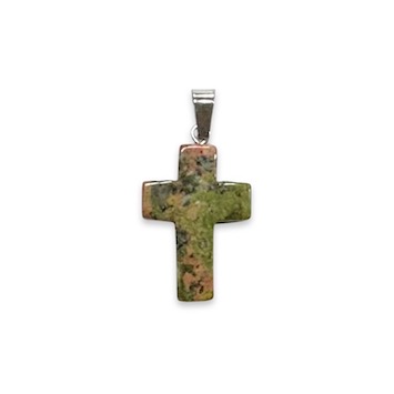 6 x Unakite Cross Pendant