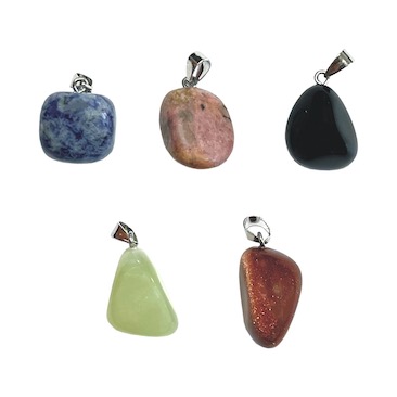 6 x Assorted Small Tumbled Stone Pendant