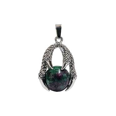 3 x Ruby Fuschite (Manmade) Gemstone Ball in Claw Pendant