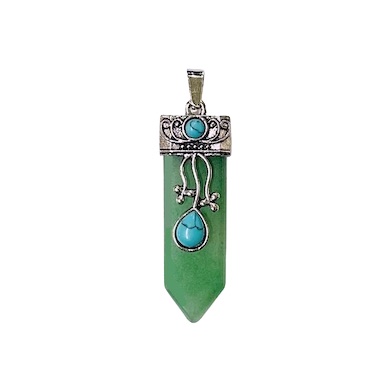 2 x Green Aventurine Gemstone Inlaid Sword Pendant