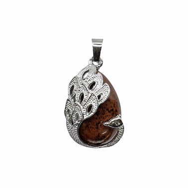 3 x Mahogany Obsidian Peacock Design Pendant