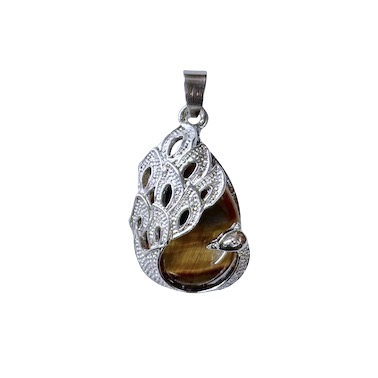 3 x Tiger's Eye Peacock Design Pendant