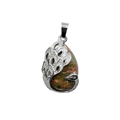 3 x Unakite Peacock Design Pendant