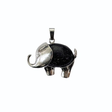 Blue Goldstone Elephant Design Pendant