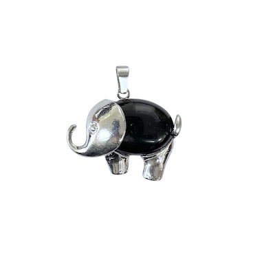 Black Agate Elephant Design Pendant