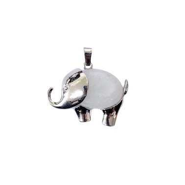 White Quartz Elephant Design Pendant