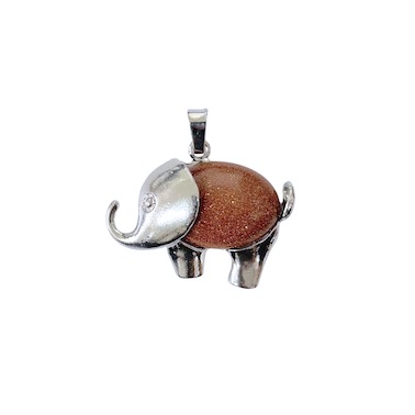Goldstone Elephant Design Pendant