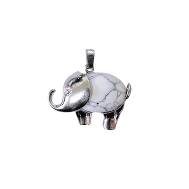 Howlite Elephant Design Pendant