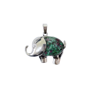 Ruby Zoisite Elephant Design Pendant