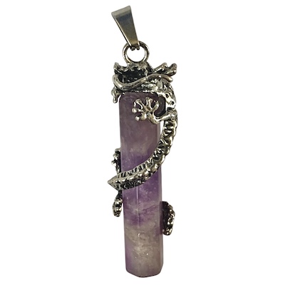 3 x Amethyst Dragon Cylinder Pendant 