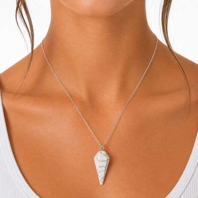 White Howlite Pendulum Necklace
