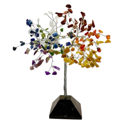 40% OFF - 200 Bead Chakra Tree on Black Tourmaline Stone Base
