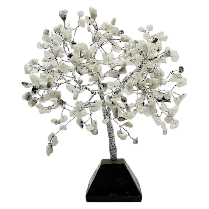 40% Off - 300 Bead Rainbow Moonstone Tree Black Tourmaline Stone Base