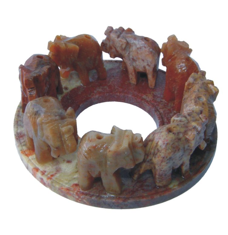 8 elephants in a circle with incense holes