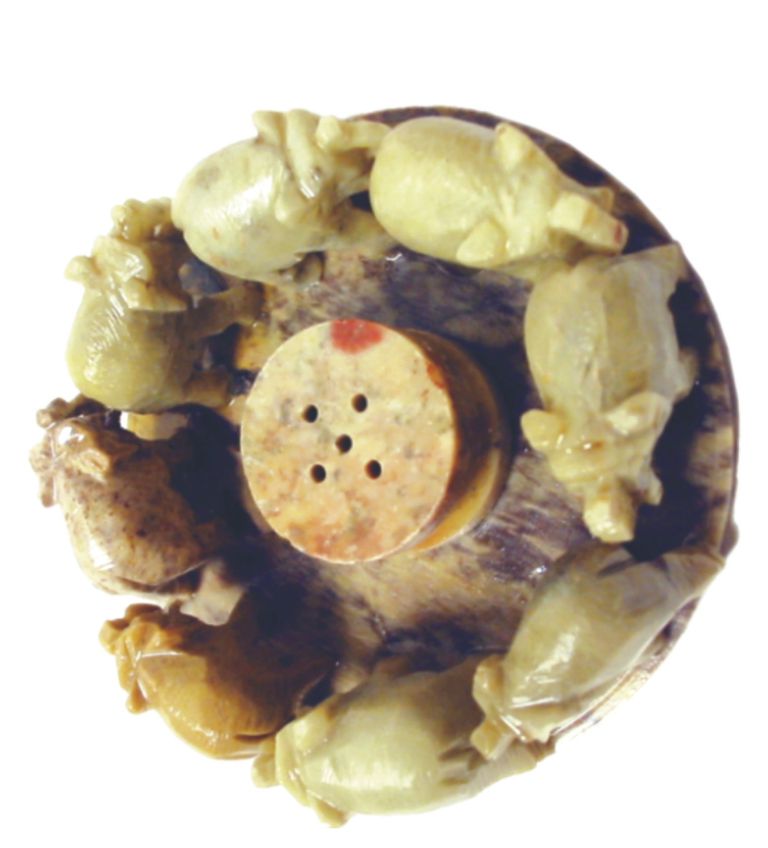 8 medium elephants in circle with incense  holder centre 
