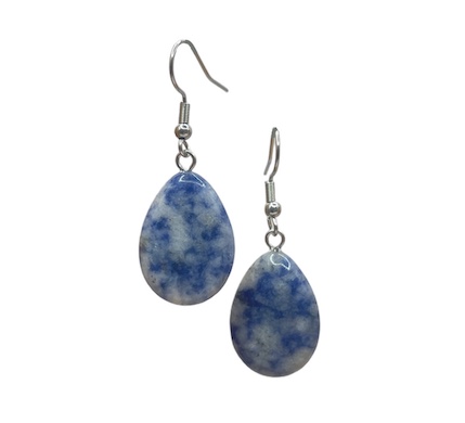 Sodalite Teardrop Surgical Steel Earrings