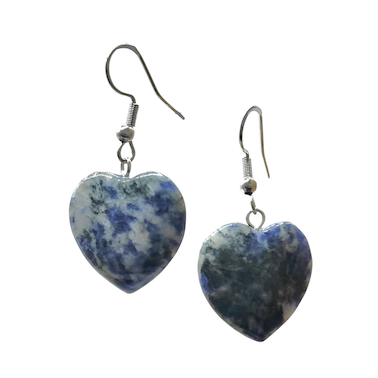 Sodalite Heart Surgical Steel Earrings