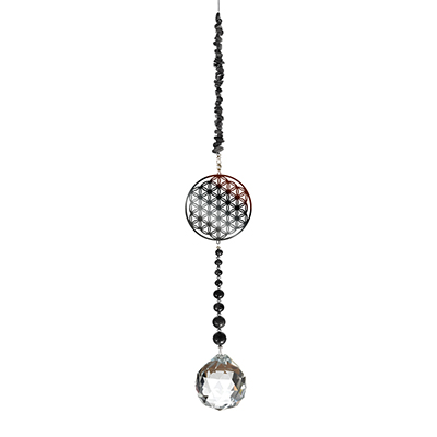 Sun Catchers Flower of Life Gemstone Black Obsidian