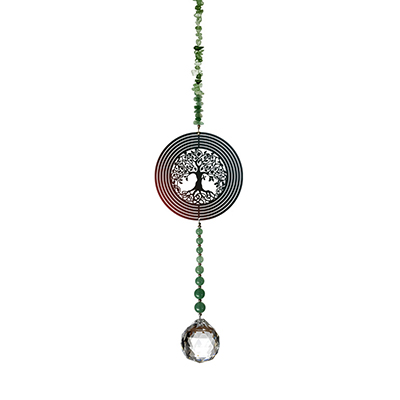 Sun Catchers Tree of Life Green Aventurine 6 Ring Border