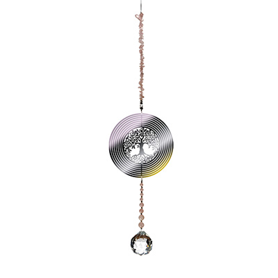 Sun Catchers Tree of Life Rose Quartz 8 Ring Border