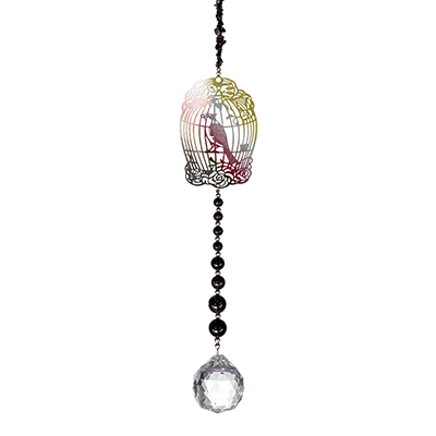 Black Obsidian Sun Catcher Style Hanging Birdcage