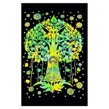 Buddha Under Tree Single Printed Cotton Throw