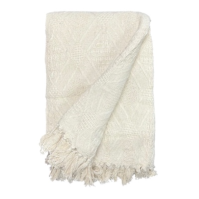225x250cm Natural Jacquard Cotton Throw Rug