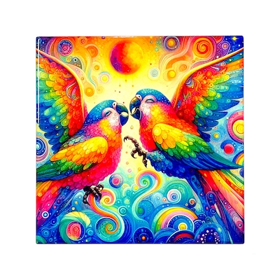 2 Parrots Ceramic Trivet
