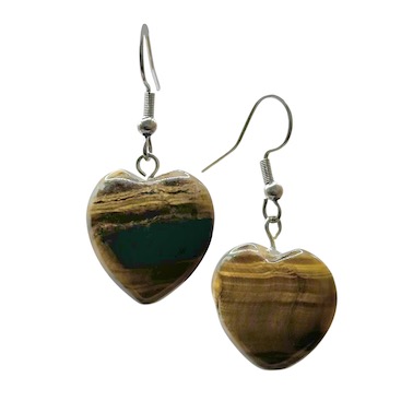 Tigers Eye Heart Surgical Steel Earrings