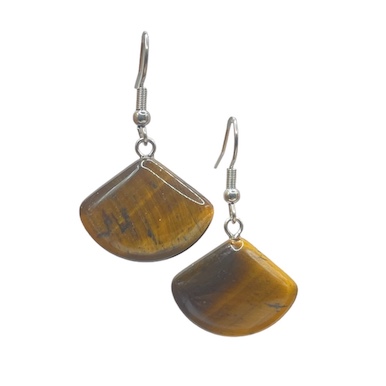 Tigers Eye Fan Surgical Steel Earrings
