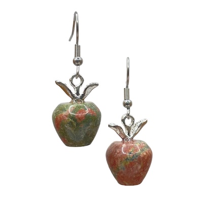 Unakite Apple Surgical Steel Earrings