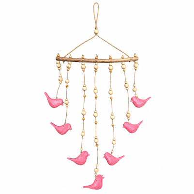 Birds Painted Horizontal Wooden Hanging